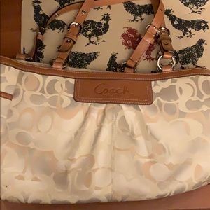 Like new!! Cream and brown coach bag